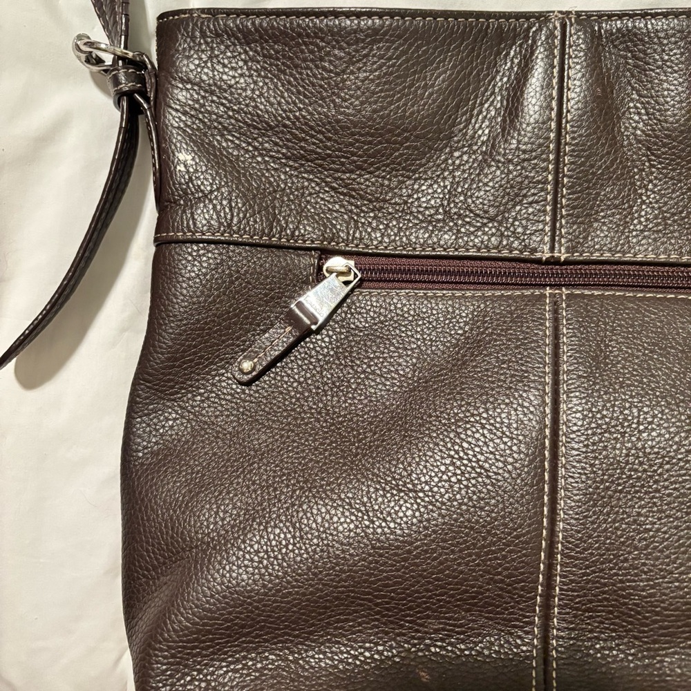 Tignanello Chocolate Leather Shoulder Bag